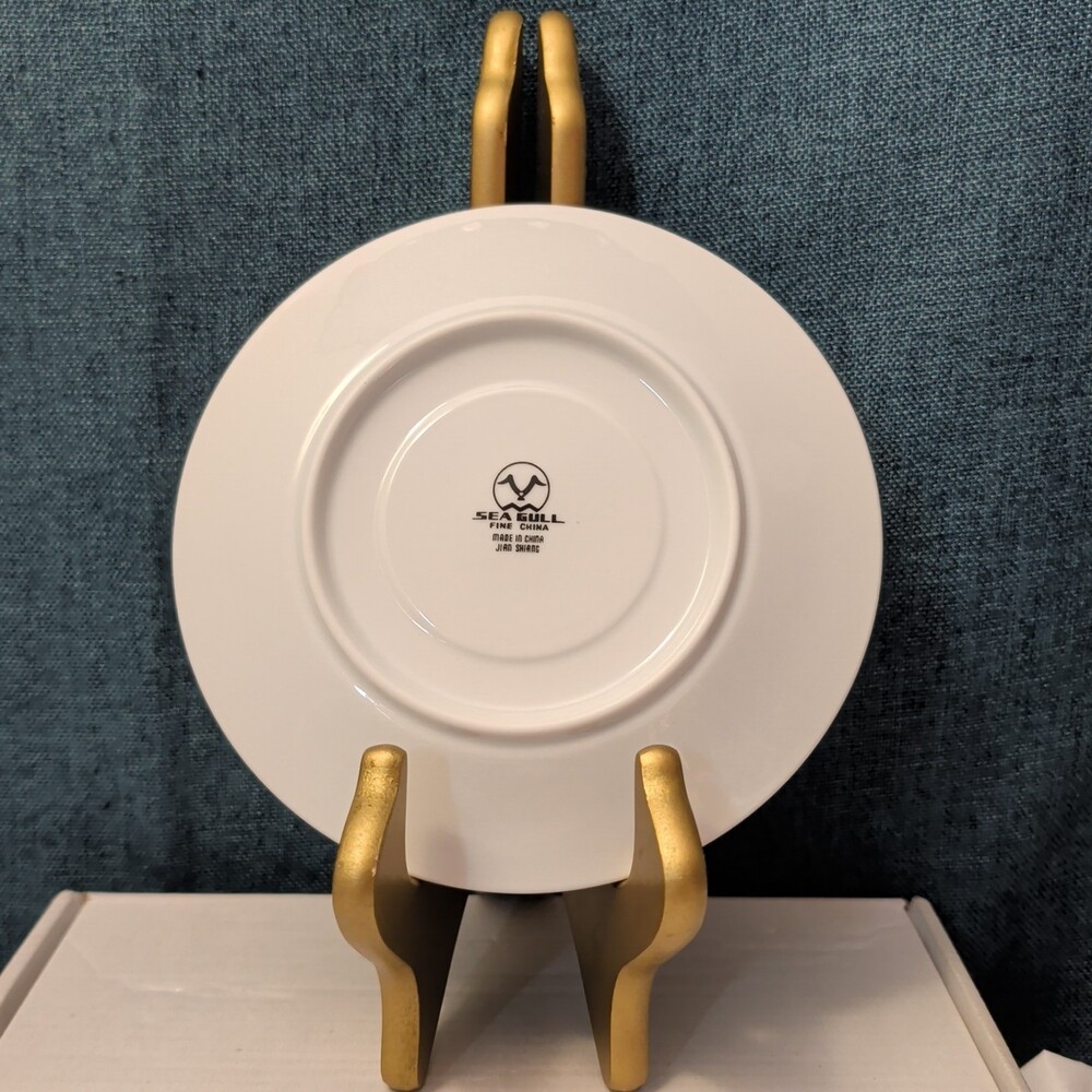 Set of 4 Sea Gull Fine China Saucers 6" | Jian Shang Gold Trim | Replacement - Picture 5 of 16